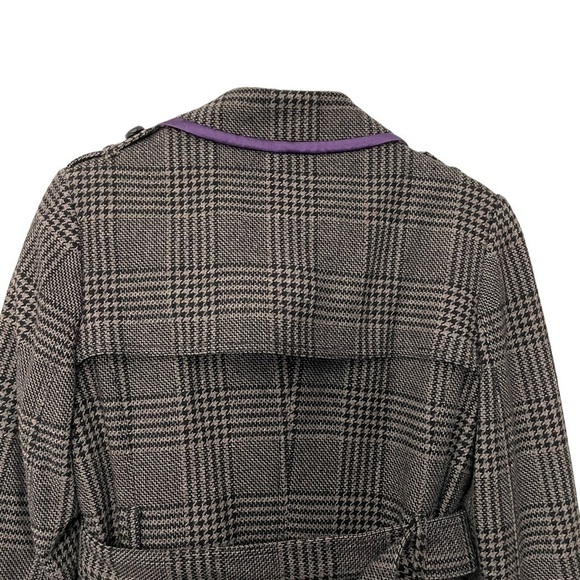 Kenneth Cole Wool Blend Houndstooth Dress Coat | Purple Brown Grey | Siz… - Picture 9 of 10